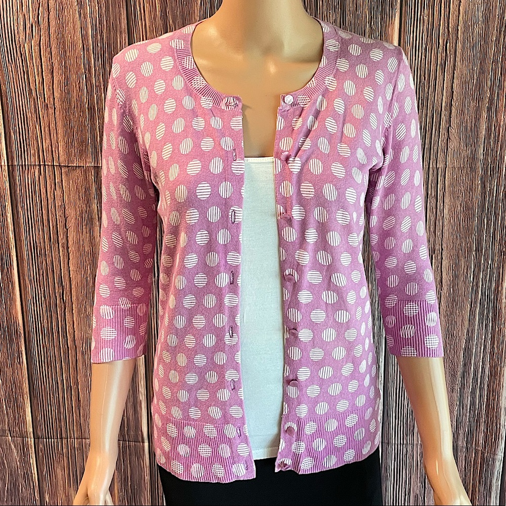 Merona size small boho retro print purple pink & white casual artsy fun